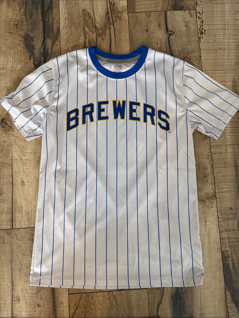 Brewers White & Blue Kids Pinstripe Tee